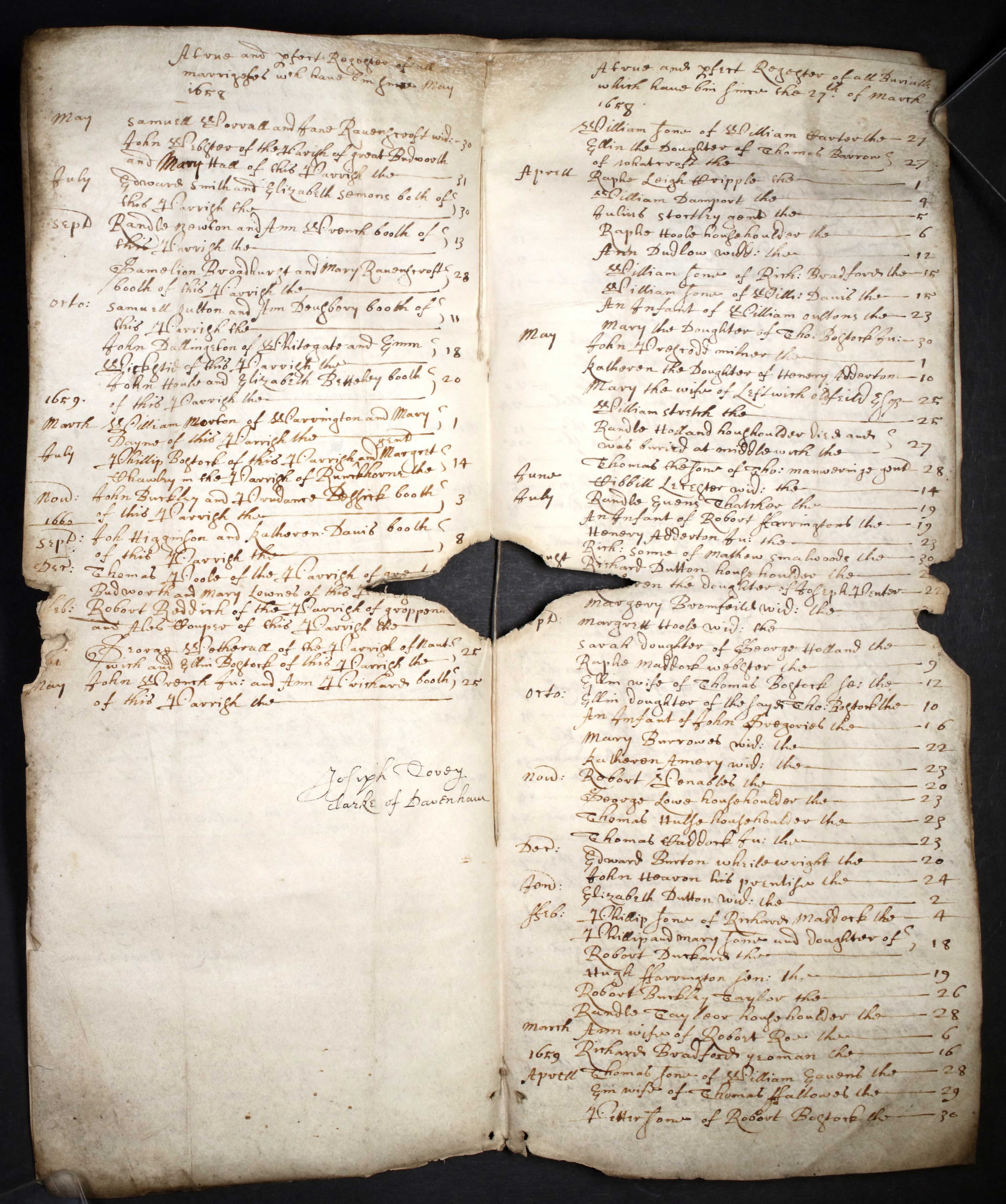 Marriage Record for Edward Smith and Elizabeth Symons or Semons, 1658.